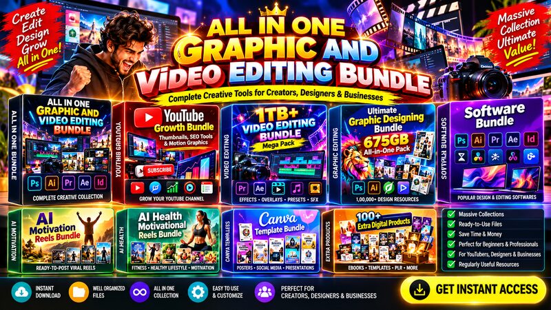 All-in-One Graphic & Video Editing Mega Bundle cover