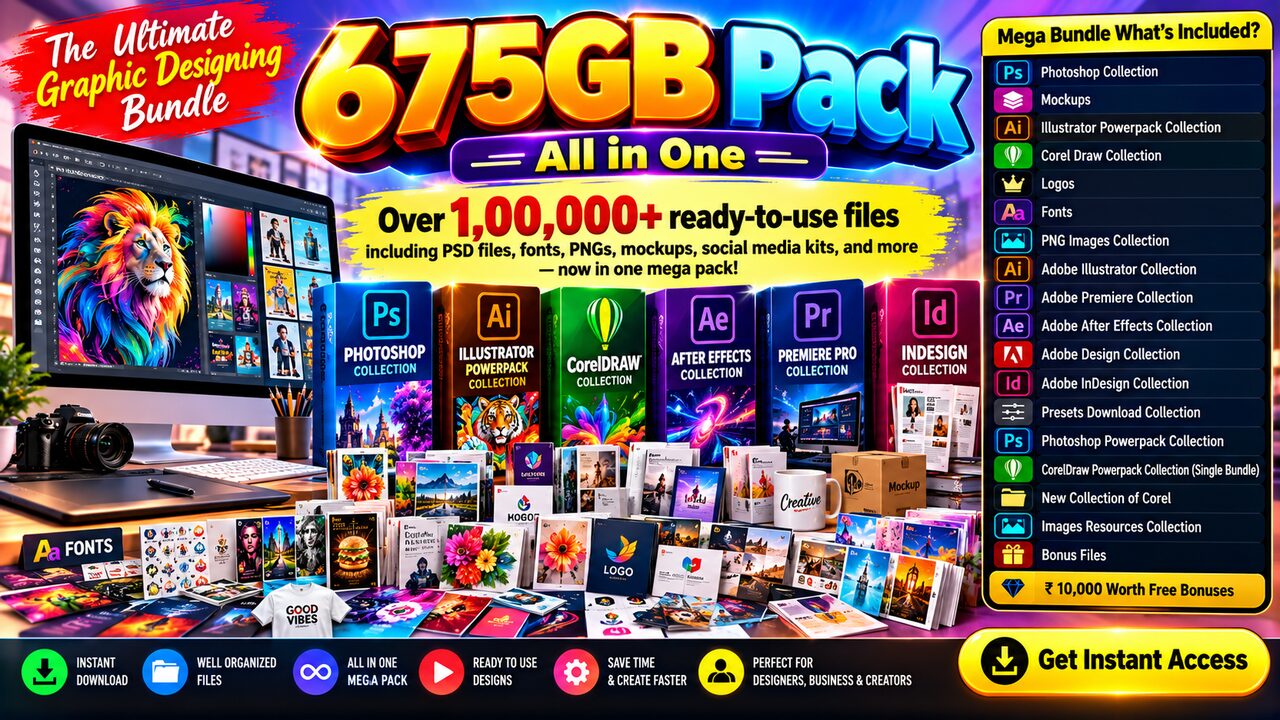 Ultimate Graphic Designing Bundle – 675GB All-in-One Pack cover