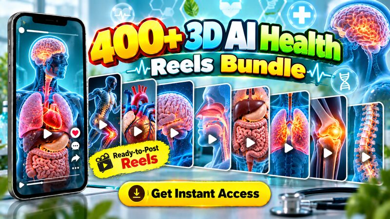 400+ 3D AI Health Reels bundle cover