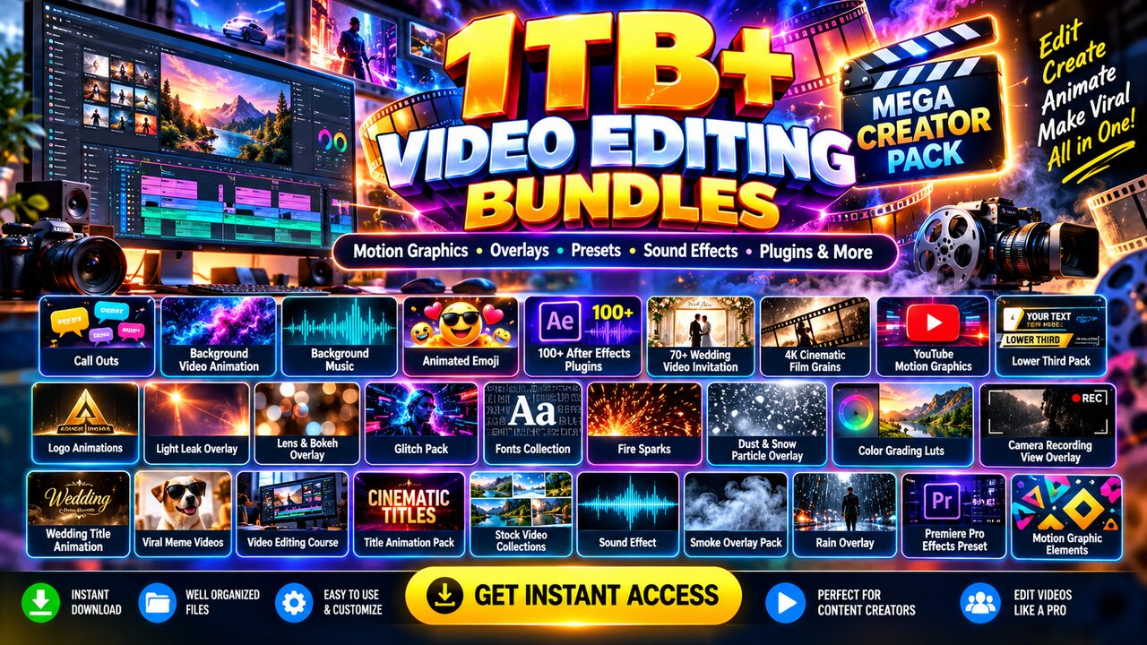 1TB+ Video Editing Bundle – Mega Pack cover
